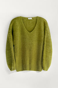 Olive Wool and Kid Mohair Jumper