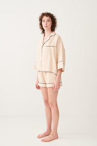 Chiffon Ivy Long Sleeve Shirt & Shorts Pyjama Set