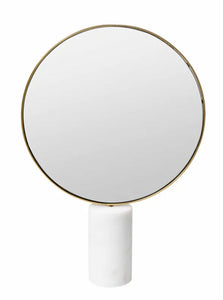 Round White Marble Table Mirror