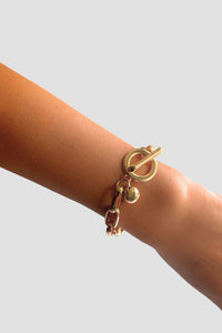 18K Thick Paper Clip Bracelet With Toggle