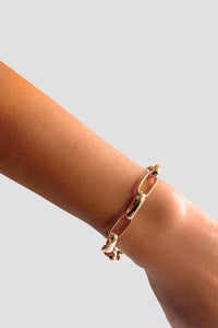 18K Thick Paper Clip Bracelet With Toggle