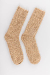 Ultra Soft Undyed Alpaca Bed Socks Fawn