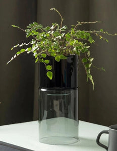 Glass Flip Planter Tall Smoke