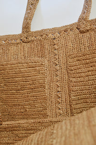 Extra Large Raffia Tote Bag - Tea