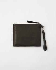 Leather Flat Pouch Large - Black