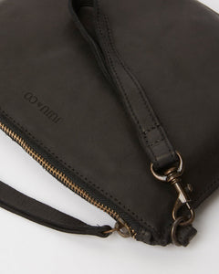 Leather Flat Pouch Large - Black