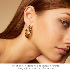 Moki Cabochons Gold Hoop Earrings