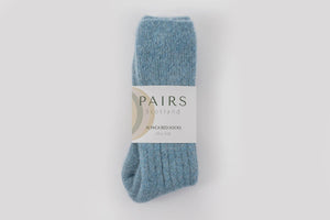 Ultra Soft Ribbed Alpaca Bed Socks Blue