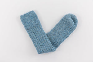 Ultra Soft Ribbed Alpaca Bed Socks Blue