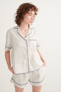 Pin Stripe Ivy Short Sleeve Shirt & Shorts Pyjama Set