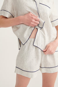 Pin Stripe Ivy Short Sleeve Shirt & Shorts Pyjama Set