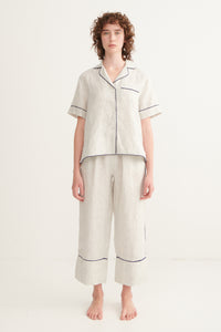 Pin Stripe Ivy Short Sleeve Shirt & Pants Pyjama Set