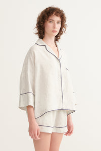 Pin Stripe Ivy Long Sleeve Shirt & Shorts Pyjama Set