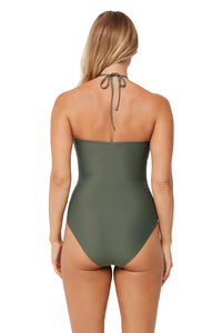 Khaki Keyhole Bandeau One Piece
