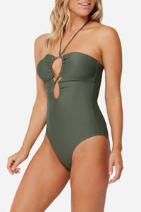 Khaki Keyhole Bandeau One Piece
