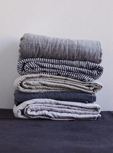 Linen Quilted Blanket - Cloud