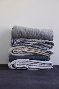 Linen Quilted Blanket - Fog