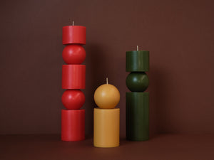 Multi Colour Totem Set of Three Sculptural Candles