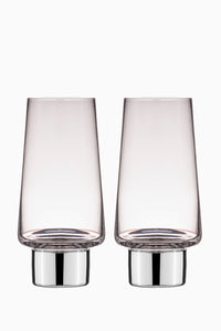 Silver Base and Glass Highball Tumbler 2 Pack