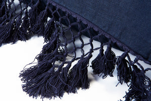 Hand Knotted Fringing Standard Pillowcase - Prussian Blue