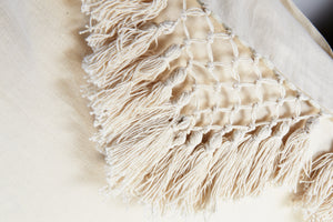 Hand Knotted Fringing Standard Pillowcase - Parchment