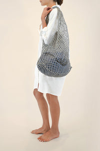 Hand weaved Raffia Plait Bag - Light Grey