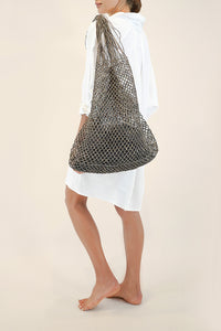 Hand weaved Raffia Plait Bag - Taupe