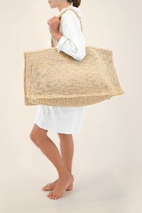 Double Crochet Raffia Extra Large Tote - Natural