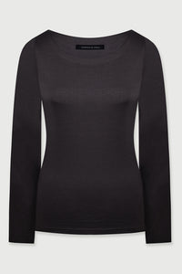 Espresso Ivy Wool Boat Neck Long Sleeve T-Shirt