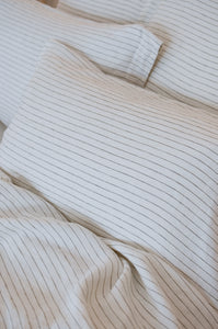 Olive Pin Stripe French Linen Sheet Set