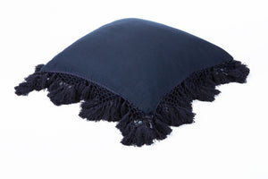 Hand Knotted Fringing Cushion - Prussian Blue