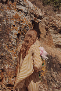 Blush Striped Embroidered Blouse