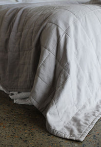 Linen Quilted Blanket - Cloud