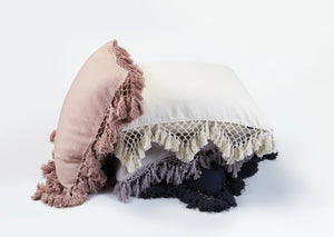 Hand Knotted Fringing European Pillowcase - Ash