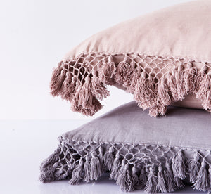 Hand Knotted Fringing Cushion - Peony