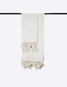 Hand Knotted Fringe Bath Sheet & Hand Towel - Parchment